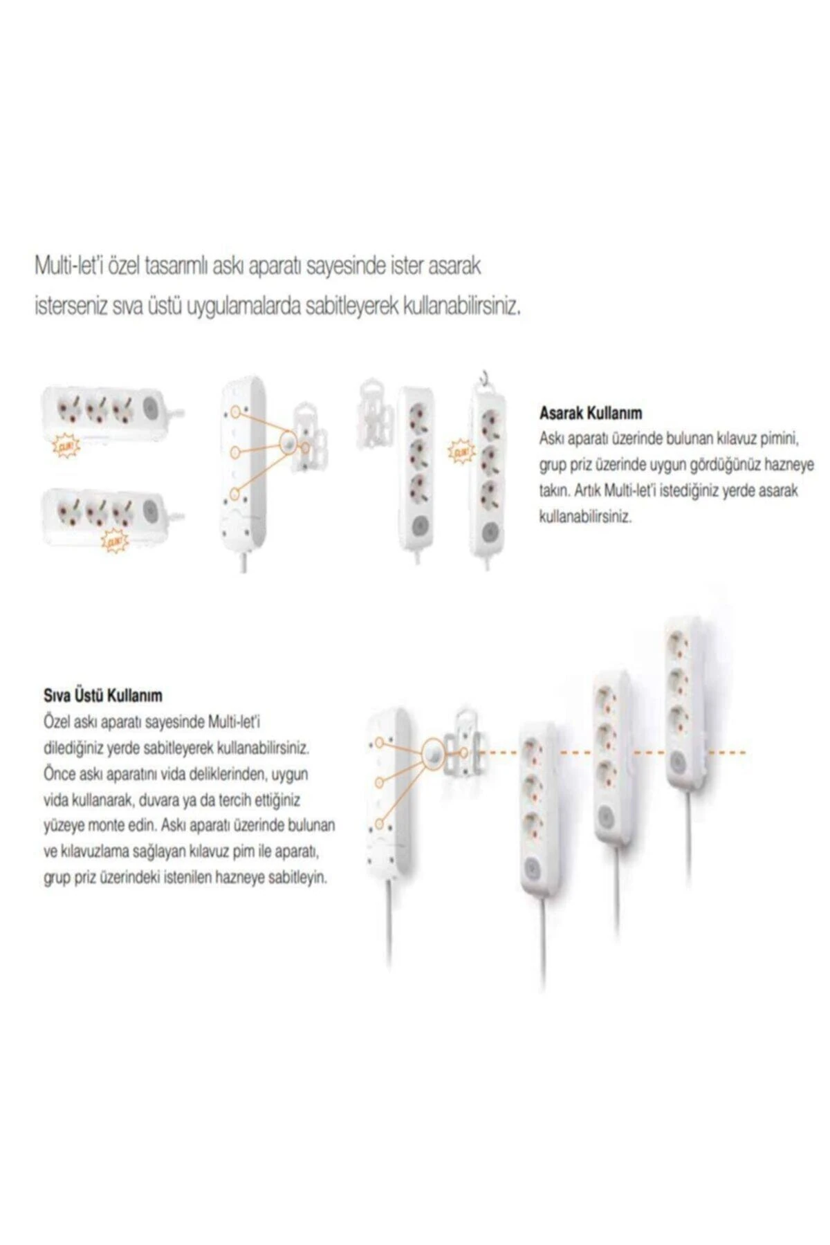 Multi-Let 3’lü Anahtarlı Çocuk Korumalı Grup Priz 2 Metre